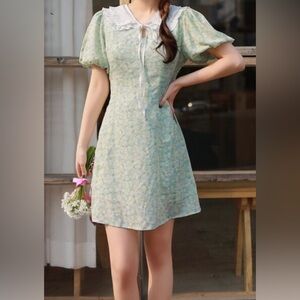 SHEIN prairie cottage core grandma core dress with sailor collar puff sleeves XL